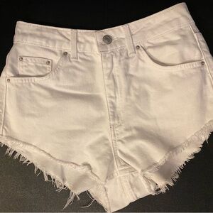 Topshop White Frayed Jean Shorts